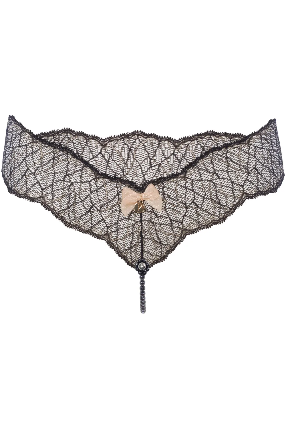 Sydney Daisy Dark Single Pearl Thong in Black