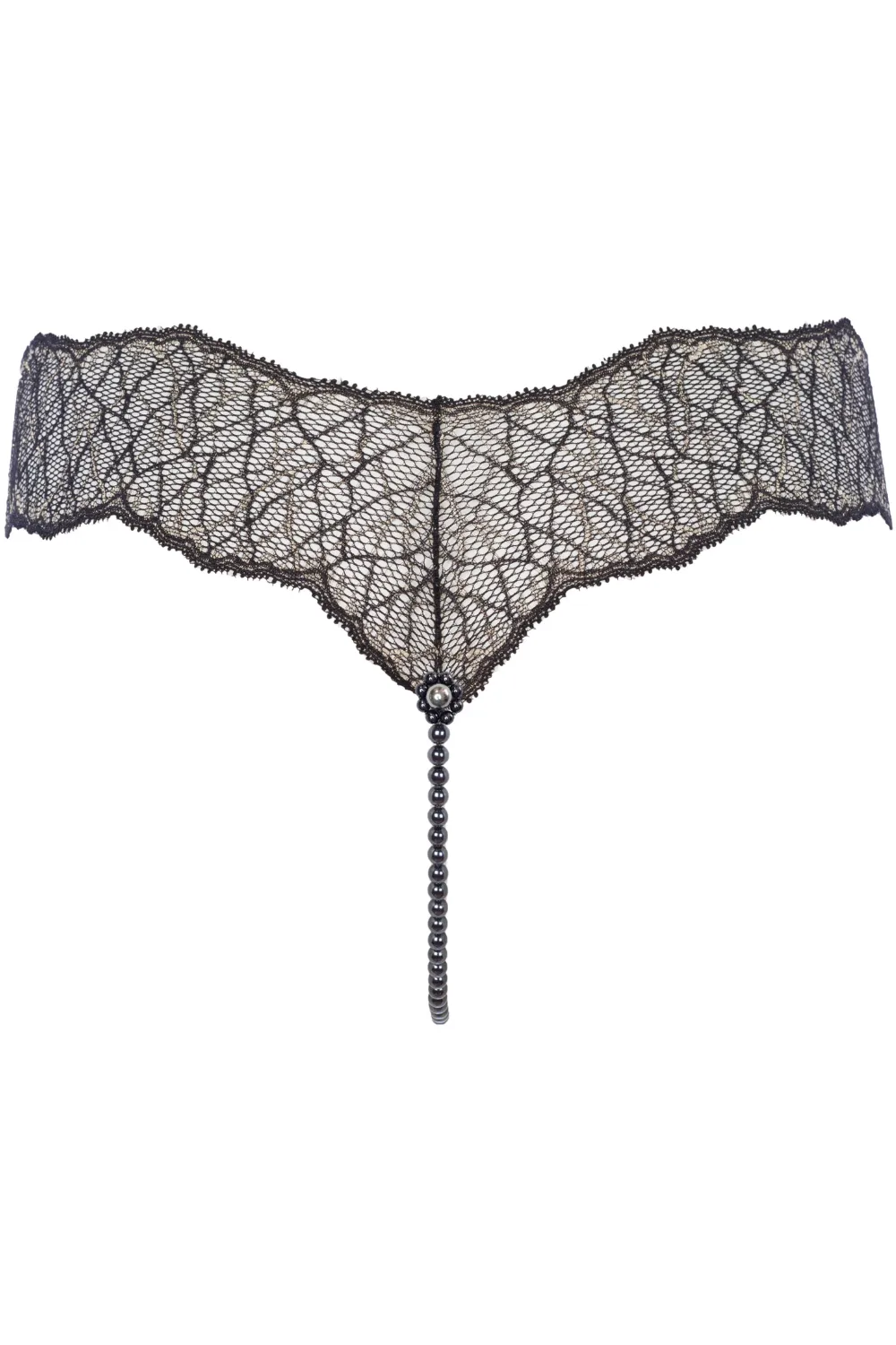 Sydney Daisy Dark Single Pearl Thong in Black
