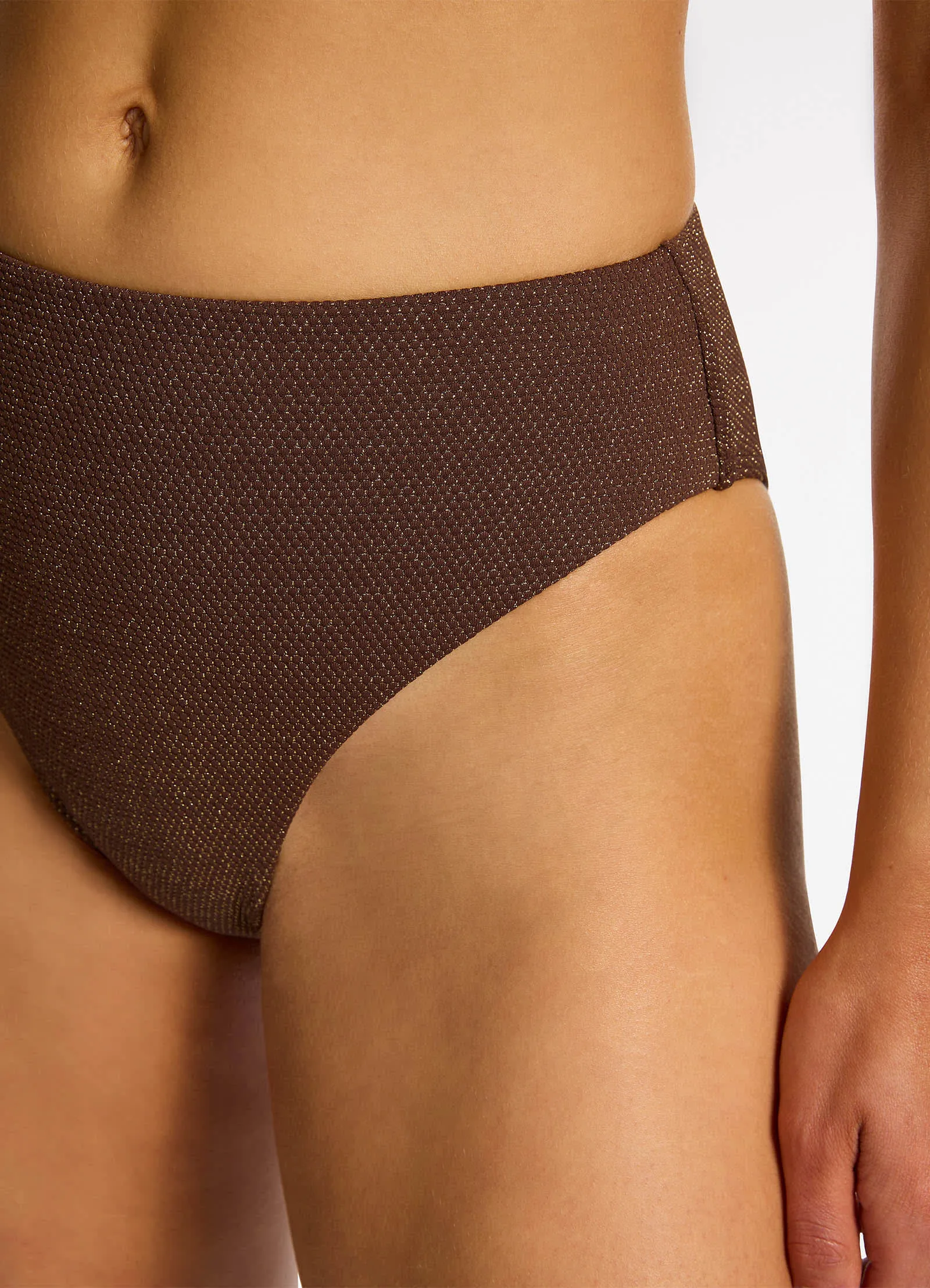 Tirari Nights High Waist High Leg Bikini Bottom - Chocolate