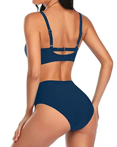 Two Piece Bathing Suits Tummy Control High Waisted Bikini Set for Women